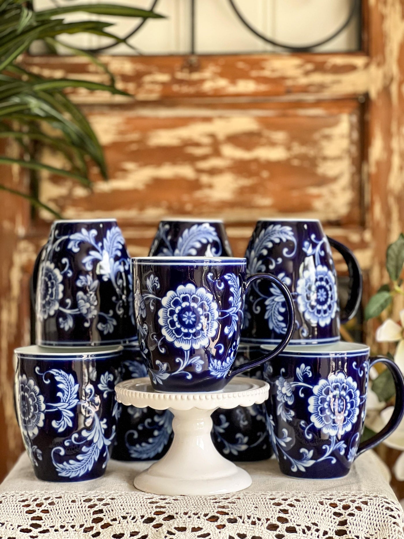 Cobalt Blue & White Mandarin Coffee Mugs by Pier 1 Imports - Vintage Inspired Set of 8 (high demand) Revive In Style Vintage Furniture Painted Refinished Redesign Beautiful One of a Kind Artistic Antique Unique Home Decor Interior Design French Country Shabby Chic Cottage Farmhouse Grandmillenial Coastal Chalk Paint Metallic Glam Eclectic Quality Dovetailed Rustic Furniture Painter Pinterest Bedroom Living Room Entryway Kitchen Home Trends House Styles Decorating ideas