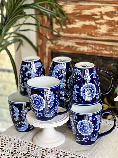Cobalt Blue & White Mandarin Coffee Mugs by Pier 1 Imports - Vintage Inspired Set of 8 (high demand) Revive In Style Vintage Furniture Painted Refinished Redesign Beautiful One of a Kind Artistic Antique Unique Home Decor Interior Design French Country Shabby Chic Cottage Farmhouse Grandmillenial Coastal Chalk Paint Metallic Glam Eclectic Quality Dovetailed Rustic Furniture Painter Pinterest Bedroom Living Room Entryway Kitchen Home Trends House Styles Decorating ideas