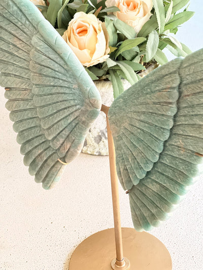INCREDIBLE AMAZONITE WINGS ON STAND (XL) Revive In Style Vintage Furniture Painted Refinished Redesign Beautiful One of a Kind Artistic Antique Unique Home Decor Interior Design French Country Shabby Chic Cottage Farmhouse Grandmillenial Coastal Chalk Paint Metallic Glam Eclectic Quality Dovetailed Rustic Furniture Painter Pinterest Bedroom Living Room Entryway Kitchen Home Trends House Styles Decorating ideas