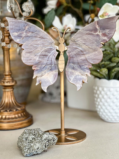 MOONSTONE BUTTERFLY WINGS WITH RAINBOW FLASH ON STAND (LARGE) Revive In Style Vintage Furniture Painted Refinished Redesign Beautiful One of a Kind Artistic Antique Unique Home Decor Interior Design French Country Shabby Chic Cottage Farmhouse Grandmillenial Coastal Chalk Paint Metallic Glam Eclectic Quality Dovetailed Rustic Furniture Painter Pinterest Bedroom Living Room Entryway Kitchen Home Trends House Styles Decorating ideas