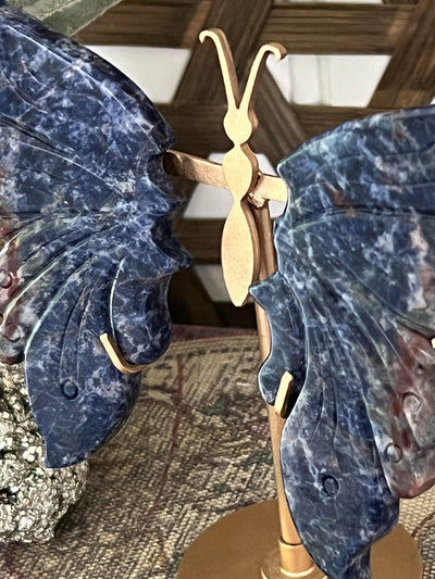 SODALITE  BUTTERFLY WINGS ON STAND (SMALL) Revive In Style Vintage Furniture Painted Refinished Redesign Beautiful One of a Kind Artistic Antique Unique Home Decor Interior Design French Country Shabby Chic Cottage Farmhouse Grandmillenial Coastal Chalk Paint Metallic Glam Eclectic Quality Dovetailed Rustic Furniture Painter Pinterest Bedroom Living Room Entryway Kitchen Home Trends House Styles Decorating ideas