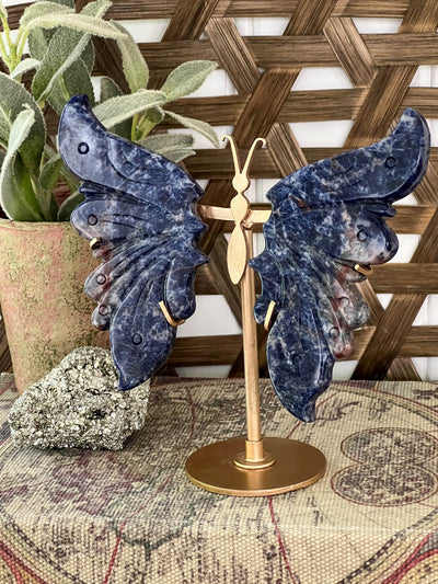 SODALITE  BUTTERFLY WINGS ON STAND (SMALL) Revive In Style Vintage Furniture Painted Refinished Redesign Beautiful One of a Kind Artistic Antique Unique Home Decor Interior Design French Country Shabby Chic Cottage Farmhouse Grandmillenial Coastal Chalk Paint Metallic Glam Eclectic Quality Dovetailed Rustic Furniture Painter Pinterest Bedroom Living Room Entryway Kitchen Home Trends House Styles Decorating ideas
